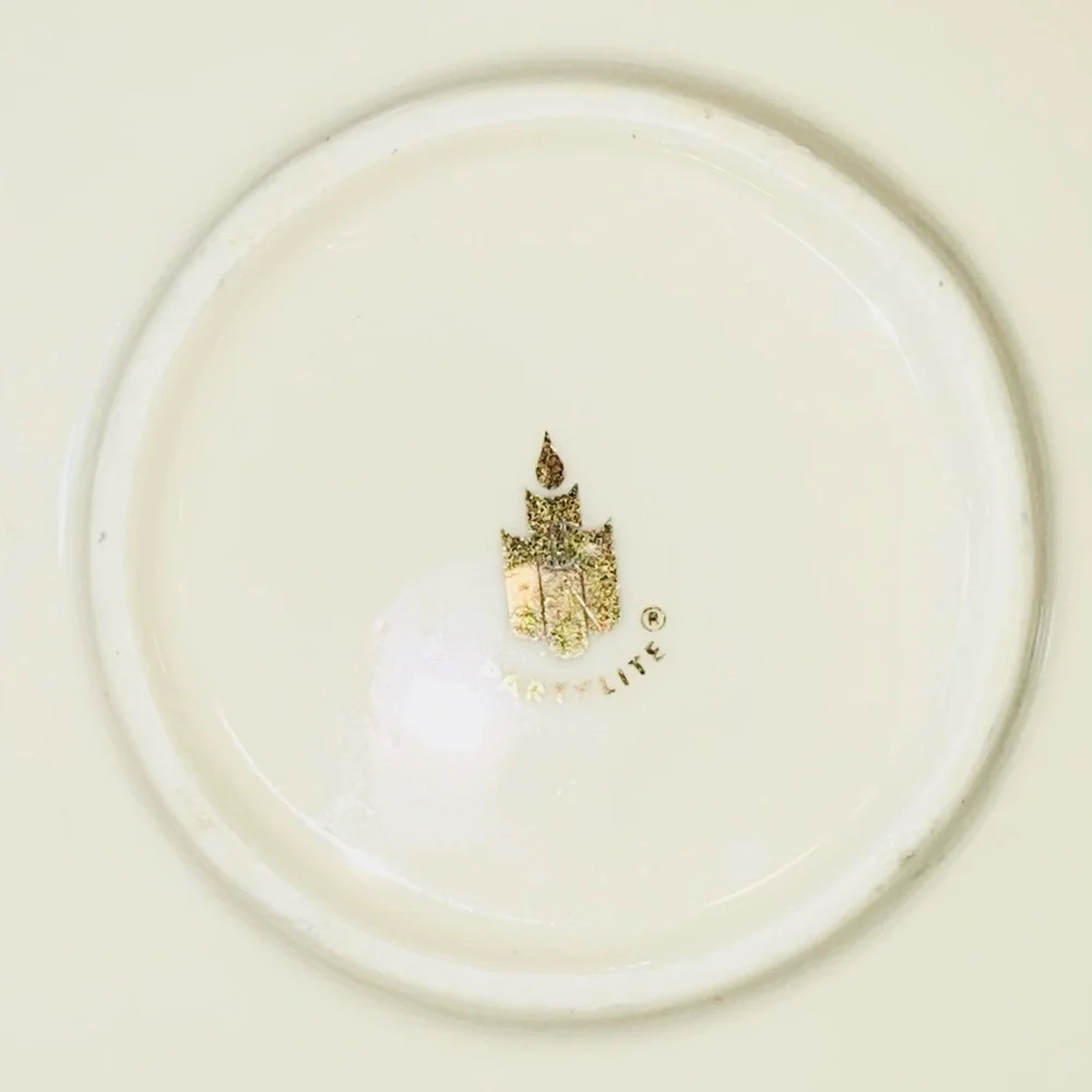 Partylite Tea for Two 5pc Votive Candle Holders Teapot Cups Saucers Ivory & Gold - Picture 10 of 15